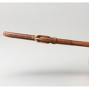 Women's Thin Brown Waist Belt  XSwith GoldTone Hardware Old Money Classic Preppy
